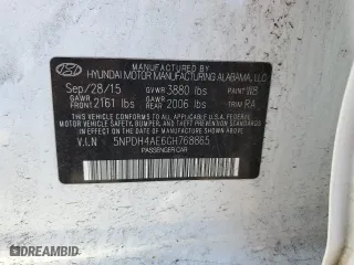2016 Hyundai Elantra SE with VIN 5NPDH4AE6GH768865, listed as a Copart auction lot 51104115 with 90,995 mi miles and Salvage Title. Bid and sale history available at carsss.com. Image 12.