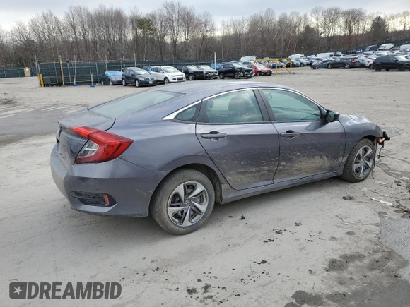 2020 Honda Civic Sedan LX with VIN 19XFC2F68LE215226, listed as a Copart auction lot 50293485 with 57,763 mi miles and Salvage Title. Bid and sale history available at carsss.com. Image 3.
