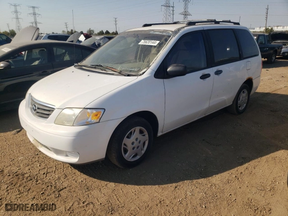 2001 Mazda MPV DX with VIN JM3LW28G010206405, listed as a Copart auction lot 75620144 with 124,517 mi miles and Clean Title. Bid and sale history available at carsss.com. Image 1.