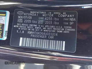 2010 Hyundai Genesis Coupe Premium with VIN KMHHT6KD6AU031014, listed as a IAAI auction lot 42684590 with 238,579 mi miles and . Bid and sale history available at DreamBid. Image 9.