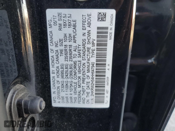 2017 Honda CR-V EX with VIN 2HKRW2H54HH647940, listed as a Copart auction lot 81748184 with 229,036 mi miles and Salvage Title. Bid and sale history available at carsss.com. Image 13.