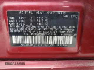 2012 Subaru Legacy Premium с VIN 4S3BMCC66C3033148, выставлен на аукционе Copart как лот 57669965 с пробегом 197 102 миль миль и Списание • Salvage title. История ставок и продаж доступна на DreamBid. Изображение 13.