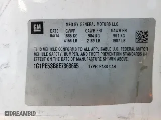 2014 Chevrolet Cruze 2LT with VIN 1G1PE5SB8E7363665, listed as a Copart auction lot 52373785 with 139,270 mi miles and Salvage Title. Bid and sale history available at carsss.com. Image 12.