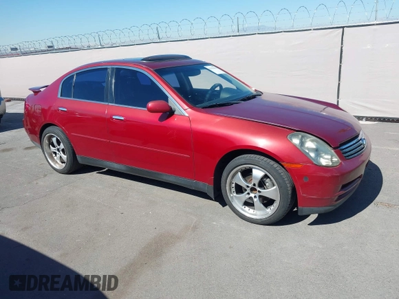 2003 Infiniti G35 w/Leather with VIN JNKCV51E63M302507, listed as a IAAI auction lot 42232676 with 152,358 mi miles and . Bid and sale history available at DreamBid. Image 1.
