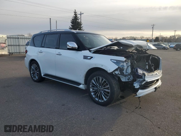 2021 Infiniti QX80 SENSORY with VIN JN8AZ2BE4M9273804, listed as a Copart auction lot 82141324 with 57,873 mi miles and Salvage Title. Bid and sale history available at carsss.com. Image 4.