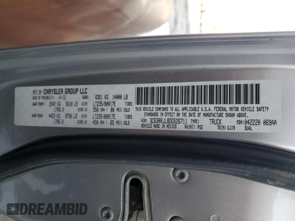 2013 Ram 3500 Laramie with VIN 3C63RRJL8DG526711, listed as a Copart auction lot 87880575 with 439,152 mi miles and Salvage Title. Bid and sale history available at carsss.com. Image 12.