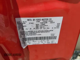 2005 Ford F-150 XLT with VIN 1FTPW14575KF11550, listed as a Copart auction lot 57697255 with Not provided miles and Salvage title. Bid and sale history available at DreamBid. Image 13.