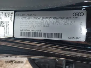 2017 Audi A7 Premium Plus with VIN WAUW2AFC3HN134850, listed as a IAAI auction lot 41931263 with 82,638 mi miles. Bid and sale history available at carsss.com. Image 9.