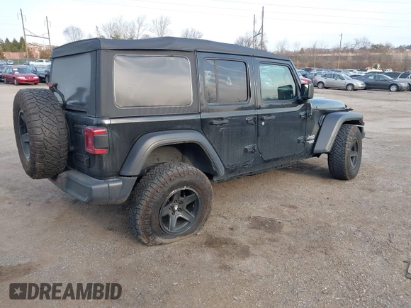 2020 Jeep Wrangler Unlimited Sport S with VIN 1C4HJXDG5LW189584, listed as a IAAI auction lot 41738928 with 75,948 mi miles and . Bid and sale history available at DreamBid. Image 4.