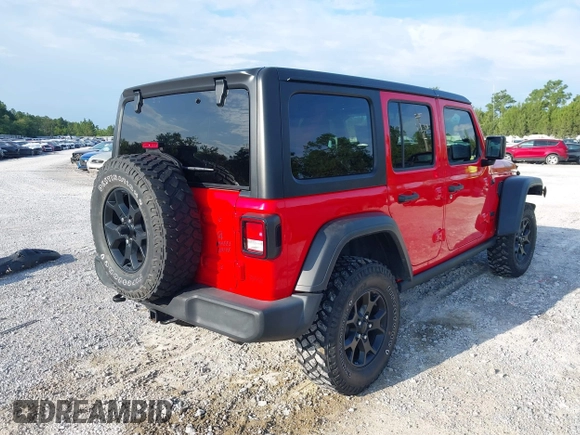 2020 Jeep Wrangler Unlimited Willys z VIN 1C4HJXDM1LW290451, wystawiony jako IAAI lot #42586990 z przebiegiem 64 163 mil mil oraz . Historia ofert i sprzedaży dostępna na DreamBid. Obrazek 4.