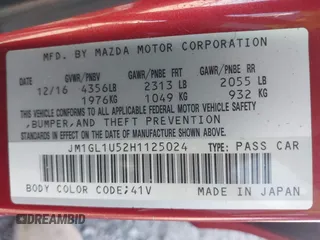 2017 Mazda 6 Sport z VIN JM1GL1U52H1125024, wystawiony jako IAAI lot #42115413 z przebiegiem 191 727 mil mil oraz . Historia ofert i sprzedaży dostępna na DreamBid. Obrazek 9.