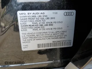 2023 Audi SQ5 Sportback Premium Plus with VIN WA124AFY6P2071504, listed as a Copart auction lot 58784334 with 3,934 mi miles and Salvage Title. Bid and sale history available at DreamBid. Image 12.