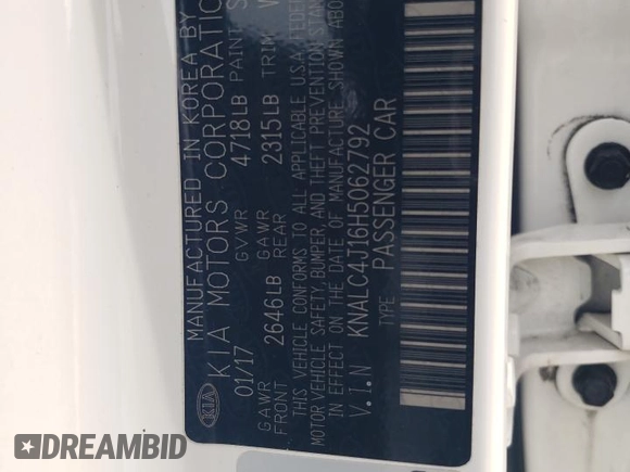 2017 Kia Cadenza Premium z VIN KNALC4J16H5062792, wystawiony jako Copart lot #57722725 z przebiegiem 103 174 mil mil oraz Szkoda całkowita • Salvage title. Historia ofert i sprzedaży dostępna na DreamBid. Obrazek 12.