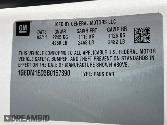 2011 Cadillac CTS with VIN 1G6DM1ED3B0157390, listed as a Copart auction lot 83147514 with 116,202 mi miles and Clean Title. Bid and sale history available at DreamBid. Image 10.