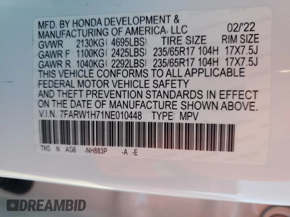 2022 Honda CR-V Special Edition with VIN 7FARW1H71NE010448, listed as a Copart auction lot 77954084 with 26,941 mi miles and Salvage Title. Bid and sale history available at carsss.com. Image 14.