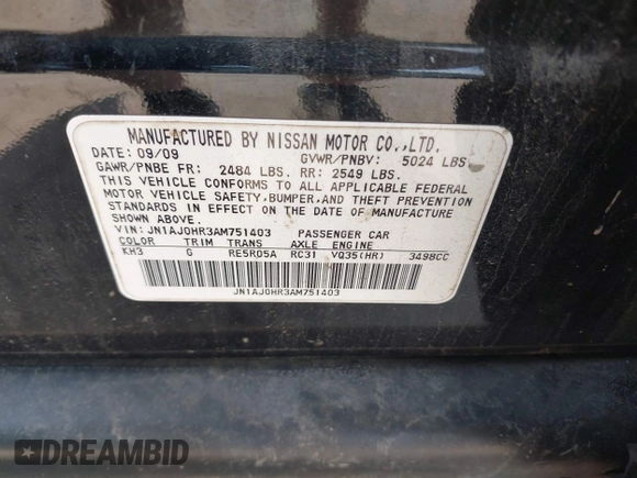 2010 Infiniti EX Journey with VIN JN1AJ0HR3AM751403, listed as a IAAI auction lot 42481332 with 190,291 mi miles and . Bid and sale history available at DreamBid. Image 9.
