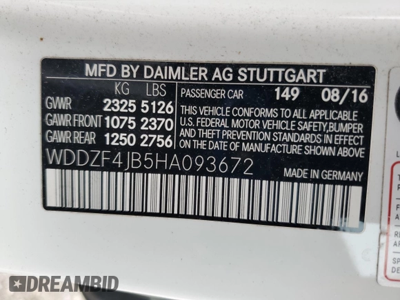 2017 Mercedes-Benz E-Class E 300 Luxury with VIN WDDZF4JB5HA093672, listed as a Copart auction lot 53353285 with 102,293 mi miles and Salvage Title. Bid and sale history available at carsss.com. Image 15.
