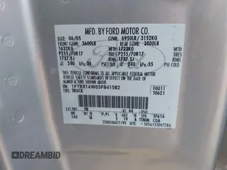 2005 Ford F-150 STX with VIN 1FTRX14W05FB41582, listed as a IAAI auction lot 42545331 with 111,555 mi miles and . Bid and sale history available at DreamBid. Image 9.