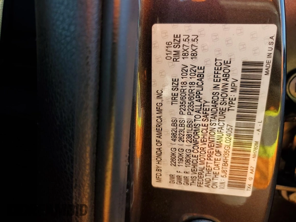 2016 Acura RDX with VIN 5J8TB4H35GL024057, listed as a Copart auction lot 49967325 with 88,093 mi miles and Salvage Title. Bid and sale history available at carsss.com. Image 14.