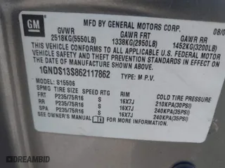 2006 Chevrolet TrailBlazer LS with VIN 1GNDS13S862117862, listed as a IAAI auction lot 41805664 with 305,879 mi miles. Bid and sale history available at carsss.com. Image 9.