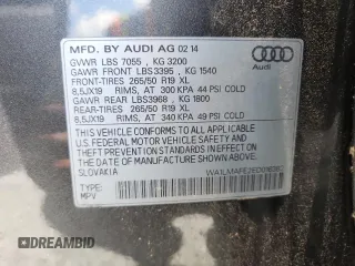 2014 Audi Q7 Premium Plus with VIN WA1LMAFE2ED016382, listed as a Copart auction lot 62724155 with 122,690 mi miles and Clean title. Bid and sale history available at DreamBid. Image 13.