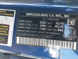 2017 Mercedes-Benz C 63 S AMG с VIN 55SWF8HB4HU192807, выставлен на аукционе IAAI как лот 42311350 с пробегом Не указан миль и . История ставок и продаж доступна на DreamBid. Изображение 9.