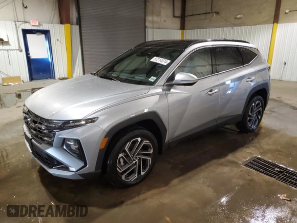 2025 Hyundai Tucson Limited with VIN 5NMJECDE4SH475053, listed as a Copart auction lot 87214574 with 1,299 mi miles and Salvage Title. Bid and sale history available at carsss.com. Image 1.
