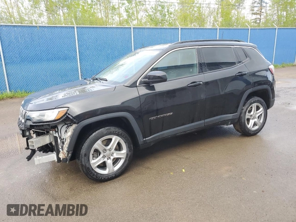 2023 Jeep Compass Latitude с VIN 3C4NJDBN8PT508751, выставлен на аукционе Copart как лот 58170895 с пробегом 36 729 миль миль и Списание • Salvage title. История ставок и продаж доступна на DreamBid. Изображение 1.