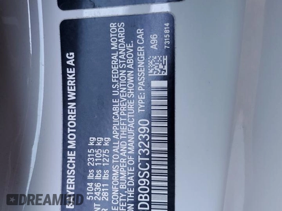 2025 BMW 4 Series 430i xDrive with VIN WBA53DB09SCT32390, listed as a Copart auction lot 48107375 with 11,555 mi miles and Clean Title. Bid and sale history available at DreamBid. Image 12.