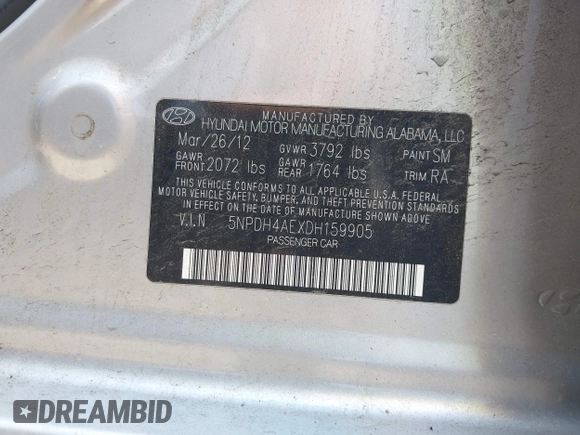2013 Hyundai Elantra Limited с VIN 5NPDH4AEXDH159905, выставлен на аукционе IAAI как лот 42466947 с пробегом 142 876 миль миль и . История ставок и продаж доступна на DreamBid. Изображение 9.