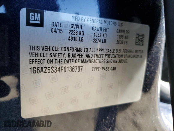 2015 Cadillac CTS Premium AWD z VIN 1G6AZ5S34F0136707, wystawiony jako Copart lot #44146635 z przebiegiem 30 345 mil mil oraz Szkoda całkowita • Salvage title. Historia ofert i sprzedaży dostępna na DreamBid. Obrazek 12.
