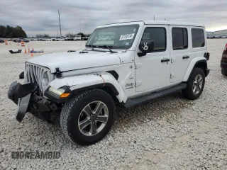 2020 Jeep Wrangler Unlimited Sahara Altitude with VIN 1C4HJXEG2LW342002, listed as a Copart auction lot 87220734 with 50,747 mi miles and Salvage title. Bid and sale history available at DreamBid. Image 1.
