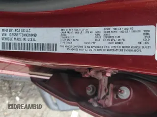 2022 Ram 1500 Big Horn with VIN 1C6SRFFT3NN318490, listed as a Copart auction lot 59371225 with 35,339 mi miles and Salvage title. Bid and sale history available at DreamBid. Image 12.