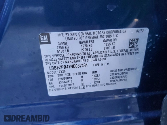2022 Buick Envision Essence with VIN LRBFZPR47ND067434, listed as a Copart auction lot 82749104 with 13,935 mi miles and Salvage Title. Bid and sale history available at carsss.com. Image 15.