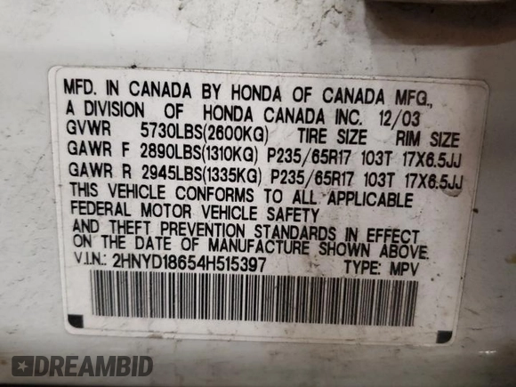 2004 Acura MDX Touring Pkg with VIN 2HNYD18654H515397, listed as a Copart auction lot 49633225 with 212,400 mi miles and Salvage Title. Bid and sale history available at carsss.com. Image 13.