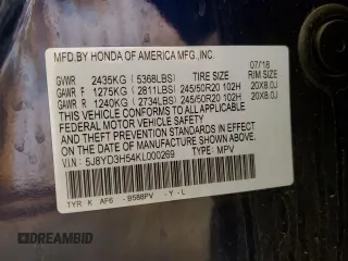 2019 Acura MDX Technology z VIN 5J8YD3H54KL000269, wystawiony jako Copart lot #51923755 z przebiegiem 87 395 mil mil oraz Szkoda całkowita • Salvage title. Historia ofert i sprzedaży dostępna na DreamBid. Obrazek 15.