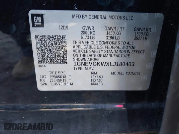 2020 Chevrolet Traverse LT Cloth z VIN 1GNEVGKWXLJ180403, wystawiony jako IAAI lot #41418095 z przebiegiem 31 848 mil mil oraz . Historia ofert i sprzedaży dostępna na DreamBid. Obrazek 9.