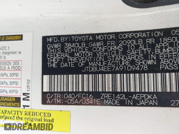 2010 Toyota Corolla z VIN JTDBU4EE7A9109478, wystawiony jako IAAI lot #42358869 z przebiegiem 106 095 mil mil oraz . Historia ofert i sprzedaży dostępna na DreamBid. Obrazek 9.