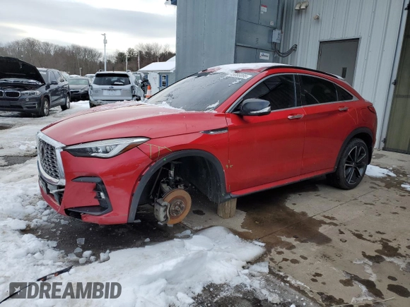 2022 Infiniti QX55 Sensory z VIN 3PCAJ5L36NF100049, wystawiony jako Copart lot #45085895 z przebiegiem 75 947 mil mil oraz Szkoda całkowita • Salvage title. Historia ofert i sprzedaży dostępna na DreamBid. Obrazek 1.