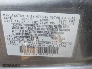 2021 Nissan Versa SV with VIN 3N1CN8EV2ML810775, listed as a IAAI auction lot 41791423 with 65,159 mi miles. Bid and sale history available at carsss.com. Image 9.