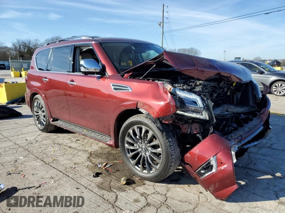 2024 Nissan Armada Platinum with VIN JN8AY2DB6R9852824, listed as a Copart auction lot 42947255 with 6,765 mi miles and Salvage Title. Bid and sale history available at carsss.com. Image 4.