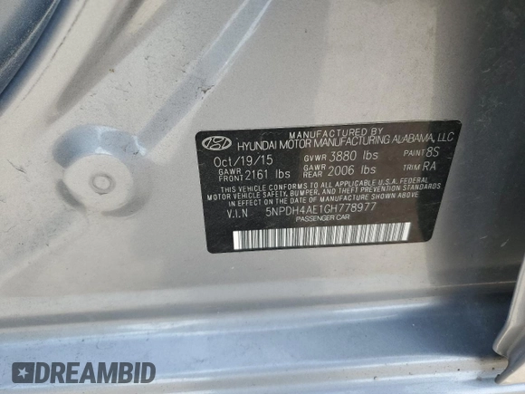 2016 Hyundai Elantra SE with VIN 5NPDH4AE1GH778977, listed as a Copart auction lot 47288054 with 51,064 mi miles and Salvage Title. Bid and sale history available at DreamBid. Image 12.