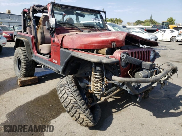 1999 Jeep Wrangler Sport with VIN 1J4FY19S5XP493117, listed as a Copart auction lot 57490792 with Not provided miles and Salvage title. Bid and sale history available at DreamBid. Image 1.