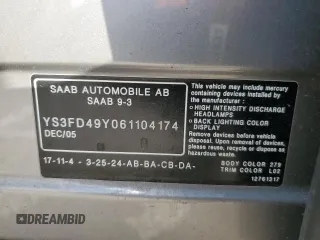 2006 Saab 9-3 z VIN YS3FD49Y061104174, wystawiony jako Copart lot #80715624 z przebiegiem 193 735 mil mil oraz Czysty tytuł • Clean title. Historia ofert i sprzedaży dostępna na DreamBid. Obrazek 12.