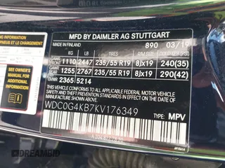 2019 Mercedes-Benz GLC 300 z VIN WDC0G4KB7KV176349, wystawiony jako IAAI lot #42191221 z przebiegiem 66 689 mil mil oraz . Historia ofert i sprzedaży dostępna na DreamBid. Obrazek 9.