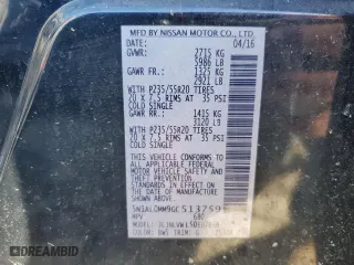 2016 Infiniti QX60 with VIN 5N1AL0MM9GC513759, listed as a Copart auction lot 84762314 with 163,714 mi miles and Salvage Title. Bid and sale history available at carsss.com. Image 13.