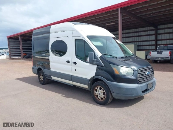 2015 Ford Transit Van with VIN 1FTYR2XM4FKB28350, listed as a IAAI auction lot 41989089 with 100,823 mi miles. Bid and sale history available at carsss.com. Image 1.