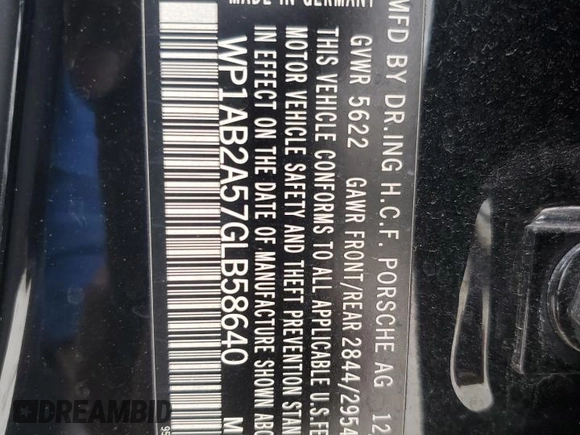 2016 Porsche Macan S with VIN WP1AB2A57GLB58640, listed as a Copart auction lot 45996215 with 79,081 mi miles and Salvage Title. Bid and sale history available at DreamBid. Image 14.