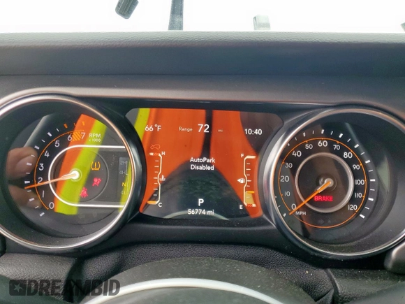 2021 Jeep Wrangler Unlimited Sport S with VIN 1C4HJXDN7MW722275, listed as a Copart auction lot 54663505 with 56,774 mi miles and Salvage title. Bid and sale history available at DreamBid. Image 9.