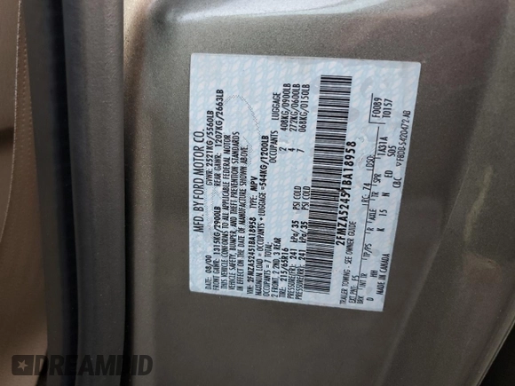 2001 Ford Windstar SE с VIN 2FMZA52451BA18958, выставлен на аукционе Copart как лот 83707284 с пробегом 38 827 миль миль и Чистый • Clean title. История ставок и продаж доступна на DreamBid. Изображение 13.